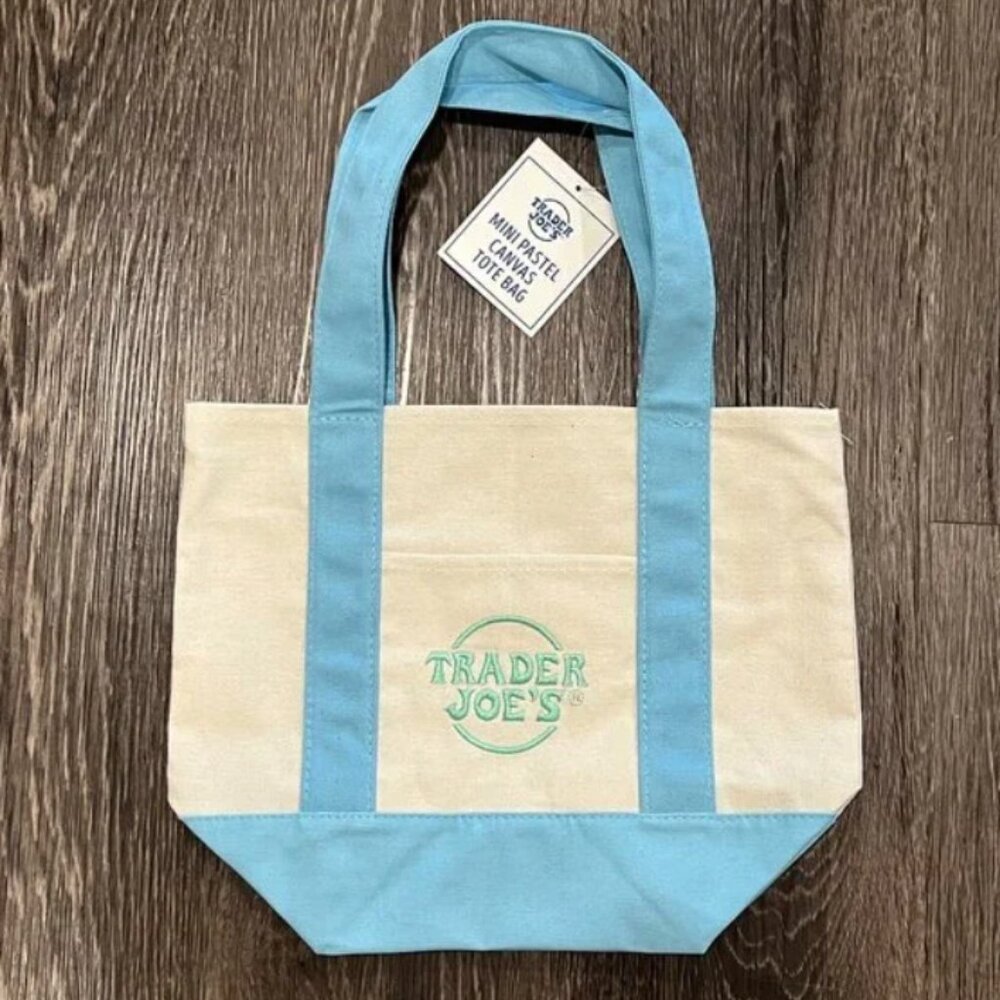 NWT Trader Joe's Mini Pastel Canvas Tote Bag